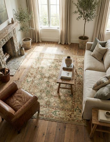 5' 3 x 7' 3 Hand Knotted Oushak Wool Rug