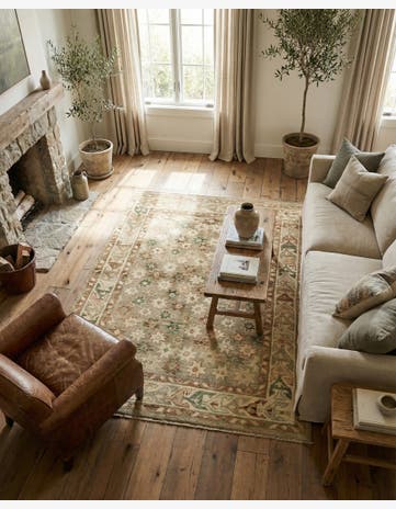 5' 3 x 7' 3 Hand Knotted Oushak Wool Rug