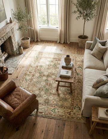 5' 3 x 7' 3 Hand Knotted Oushak Wool Rug