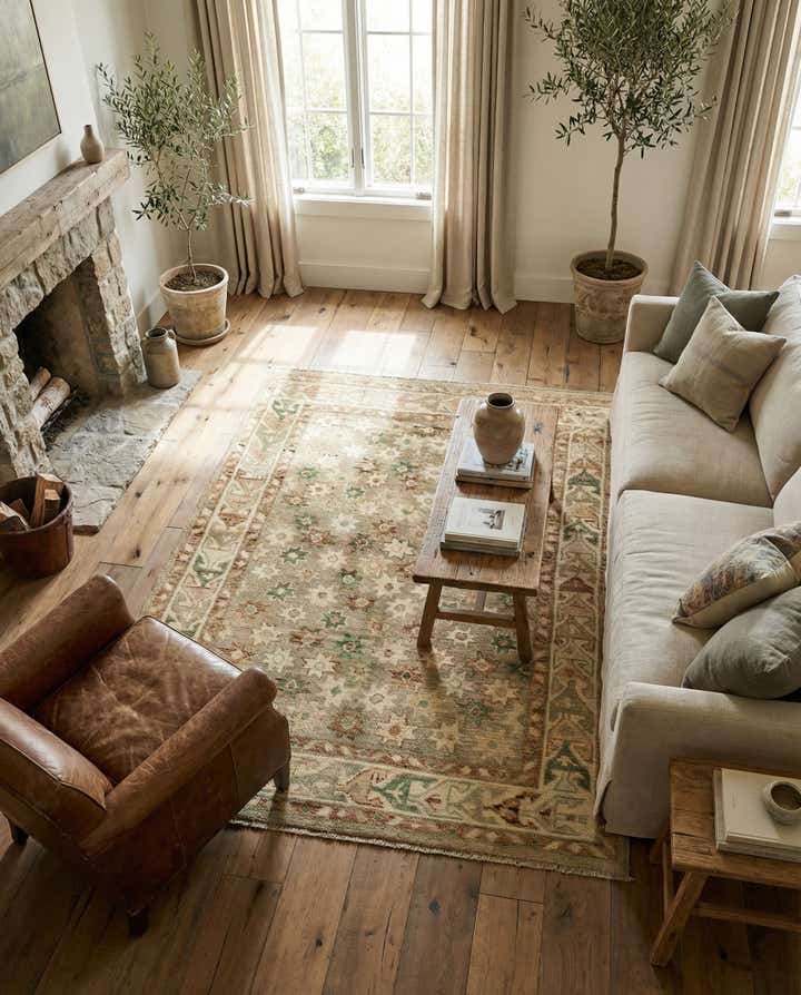 5' 3 x 7' 3 Hand Knotted Oushak Wool Rug