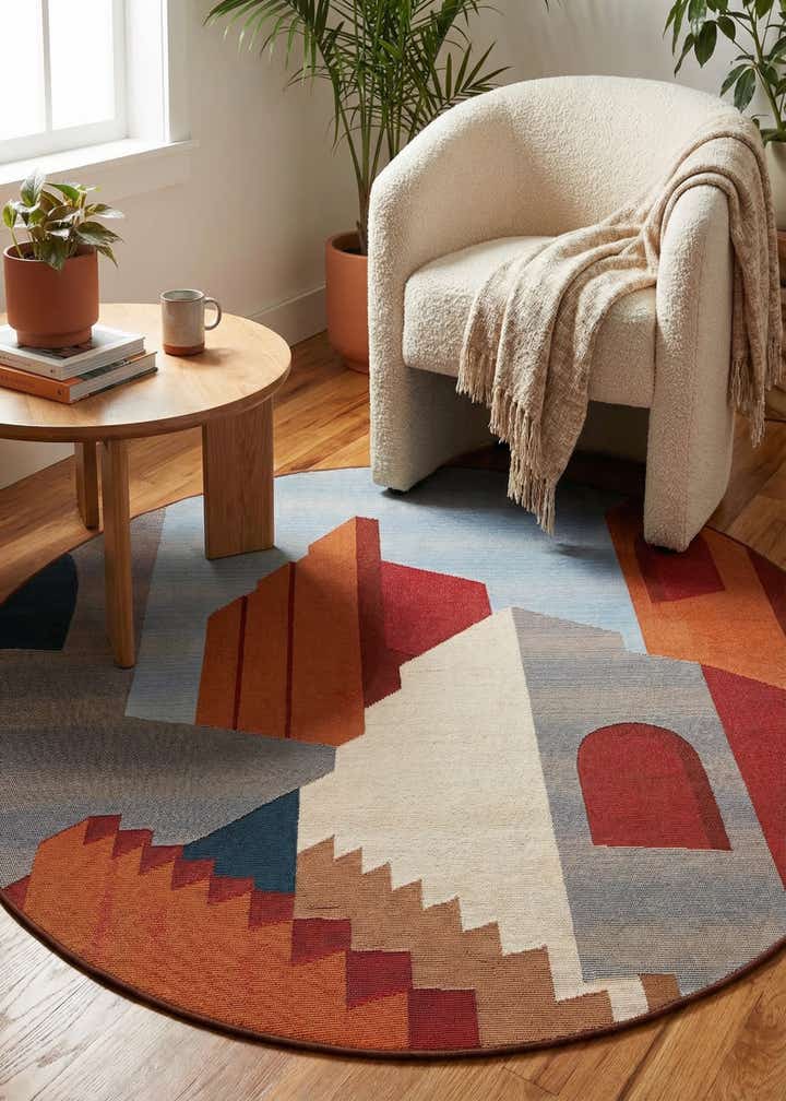 5' x 5' Easy-Clean Modern Indoor / Outdoor Round Rug