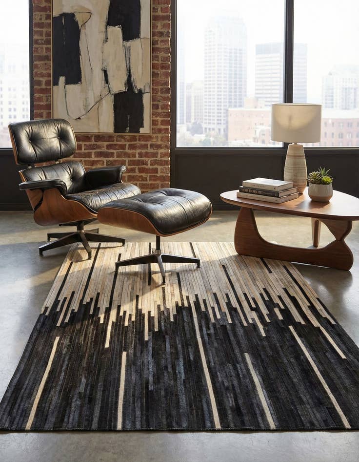 Detail image of 3' 1 x 5' 1 Cowhide Leather Rug