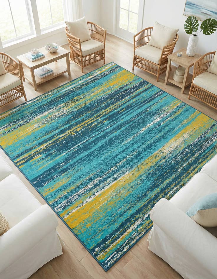 Detail image of 7' 10 x 7' 10  Washable Coastal Indoor / Outdoor Square Rug