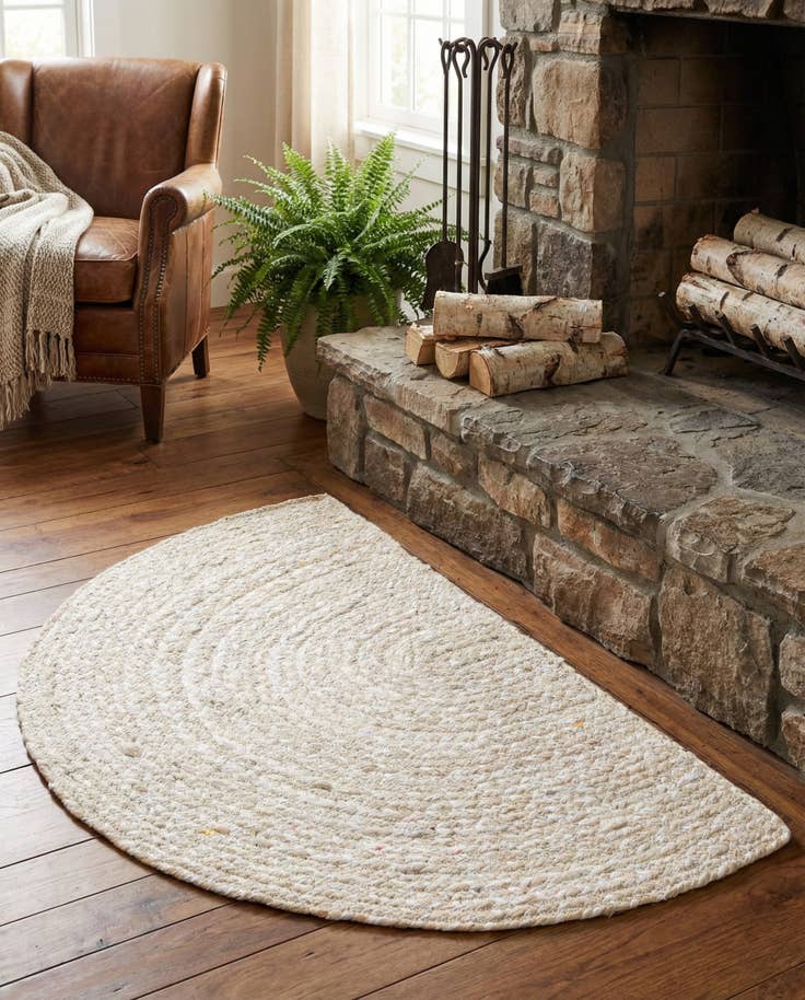 Detail image of 2' 2 x 3' 7 Handmade Braided Chindi Hearth Rug