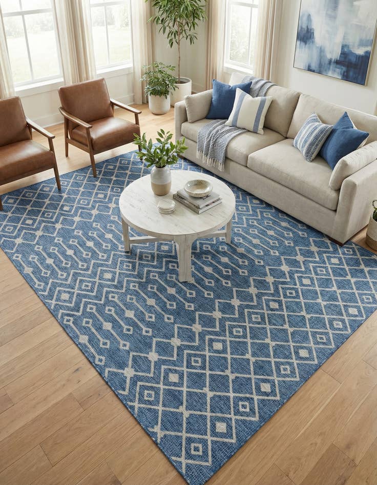 Detail image of 7' 10 x 10' Washable Lattice Indoor / Outdoor Rug