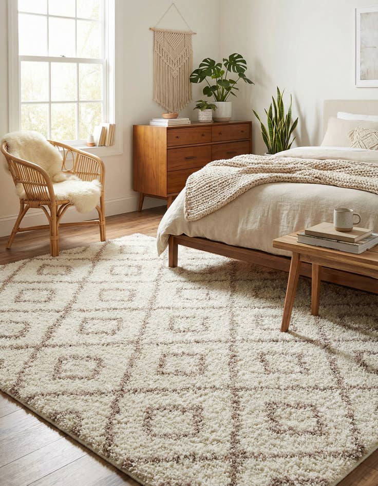 Detail image of 5' 3 x 8' Trellis Shag Rug