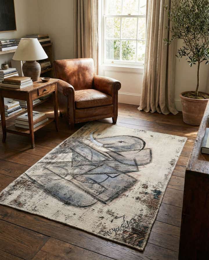 3' 2 x 4' 3 Hand Knotted Ultra Vintage Persian Wool Rug