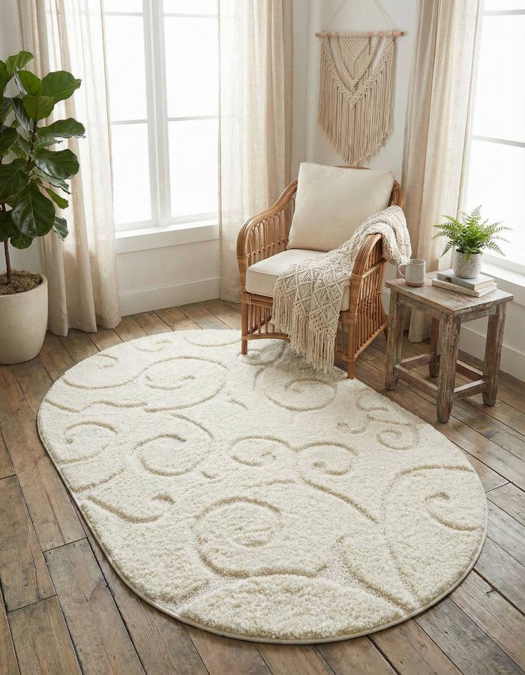 Detail image of 4' x 6' Botanical Shag Oval Rug