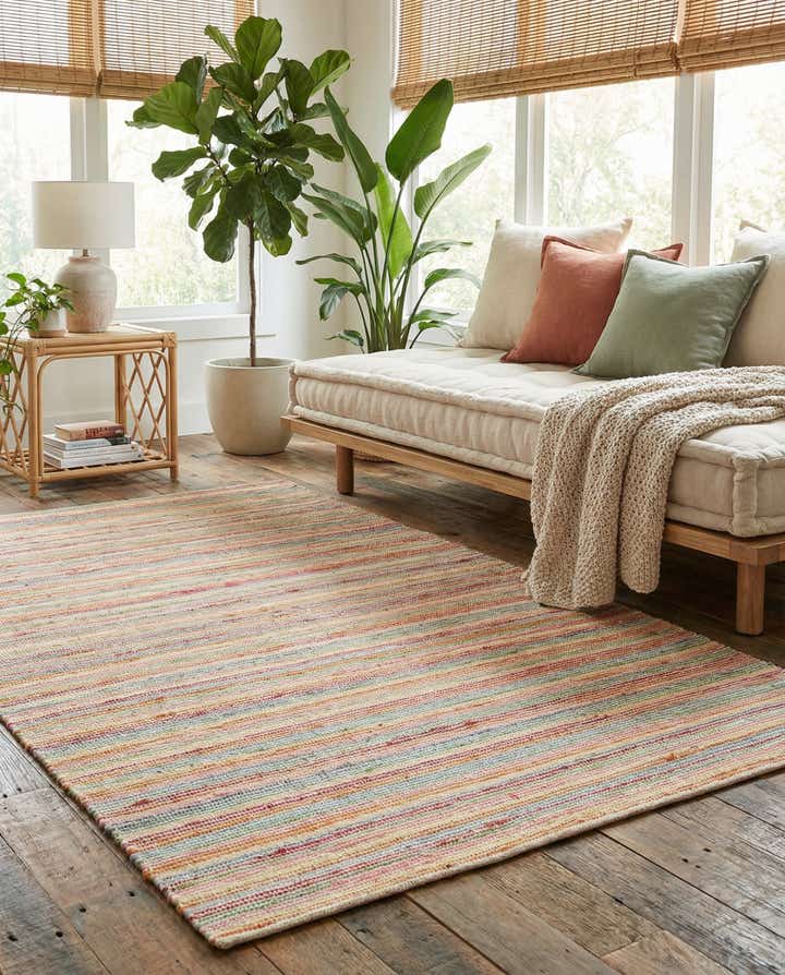5' 1 x 8' Hand Woven Happy Rugs Rainbow Weave