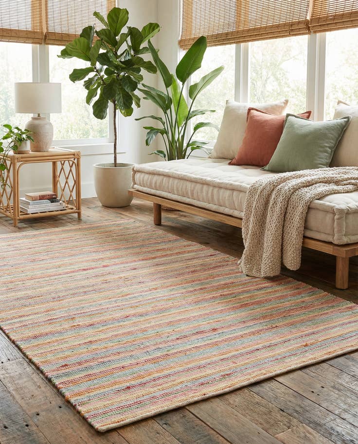 Detail image of 5' 1 x 8' Hand Woven Happy Rugs Rainbow Weave