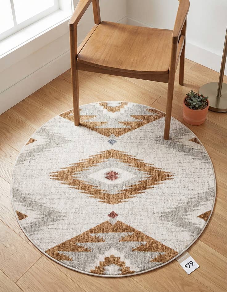 Detail image of 3' 3 x 3' 3 Eco Southwestern Round Rug