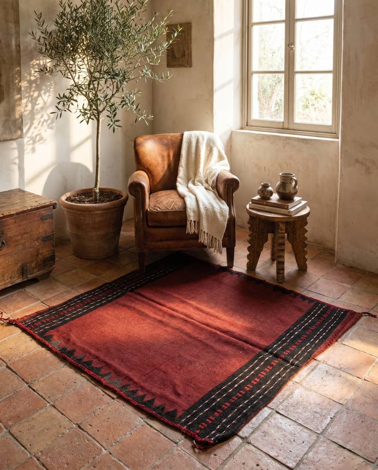 Detail image of 4' 3 x 4' 5 Hand Woven Kilim Fars Wool Square Rug