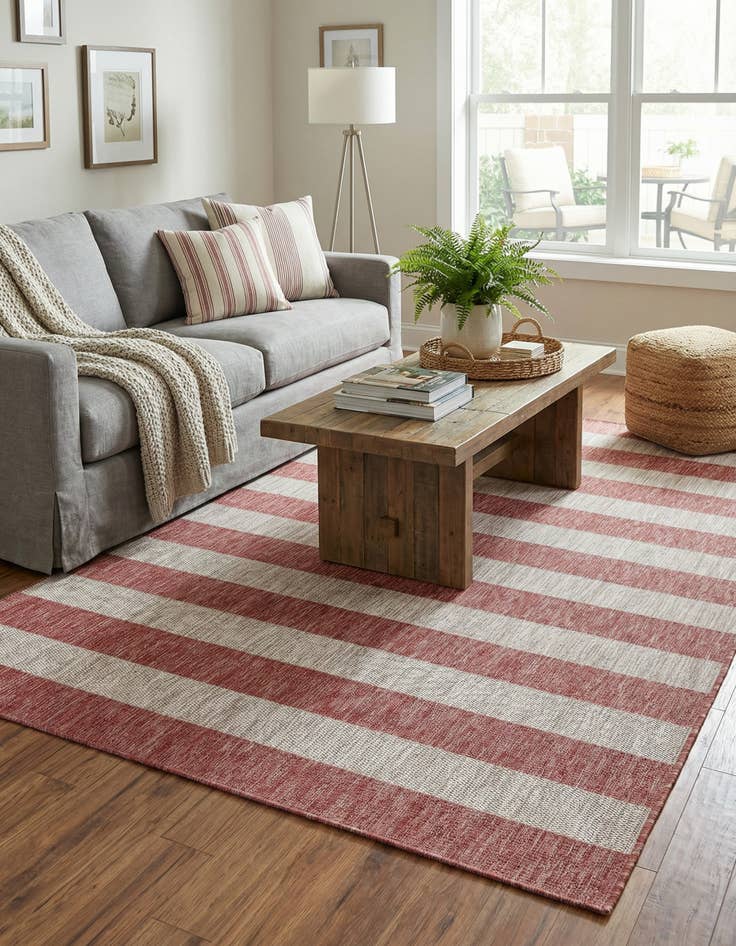 Detail image of 6' x 9'  Washable Striped Indoor / Outdoor Rug