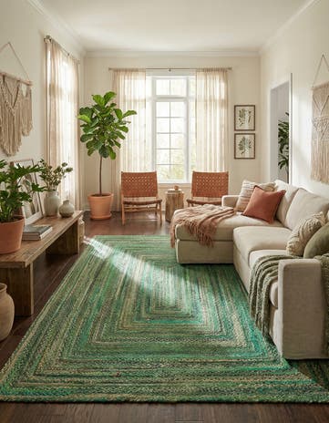 9' x 12' Handmade Braided Chindi Rug