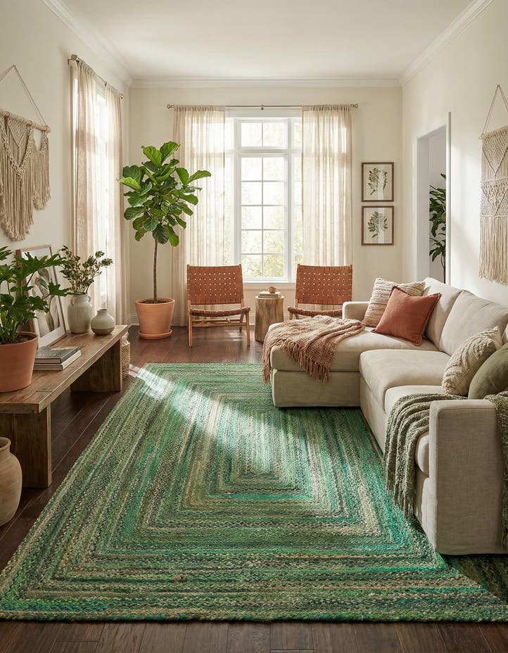 9' x 12' Handmade Braided Chindi Rug