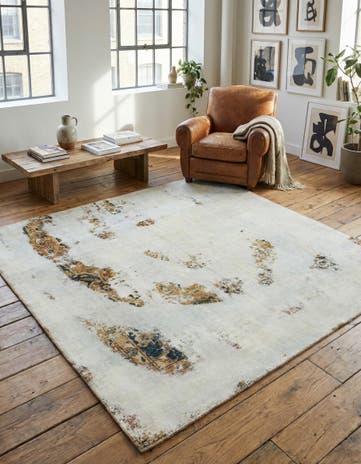 6' x 6' 5 Hand Knotted Ultra Vintage Persian Wool Square Rug
