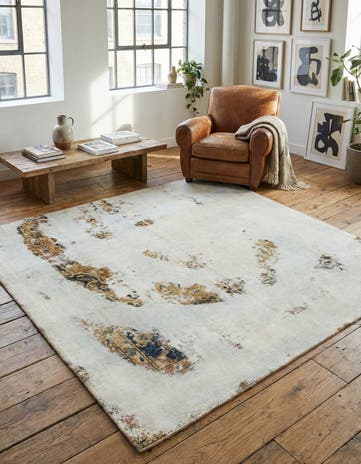 6' x 6' 5 Hand Knotted Ultra Vintage Persian Wool Square Rug