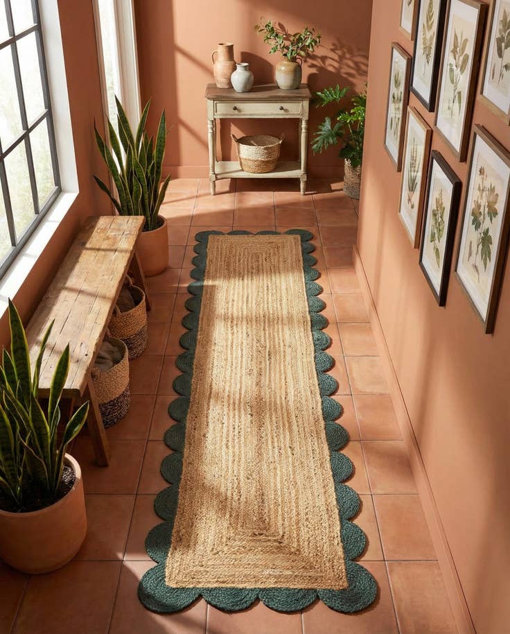 Detail image of 2' x 8' Handmade Scallop Braided Jute Runner Rug