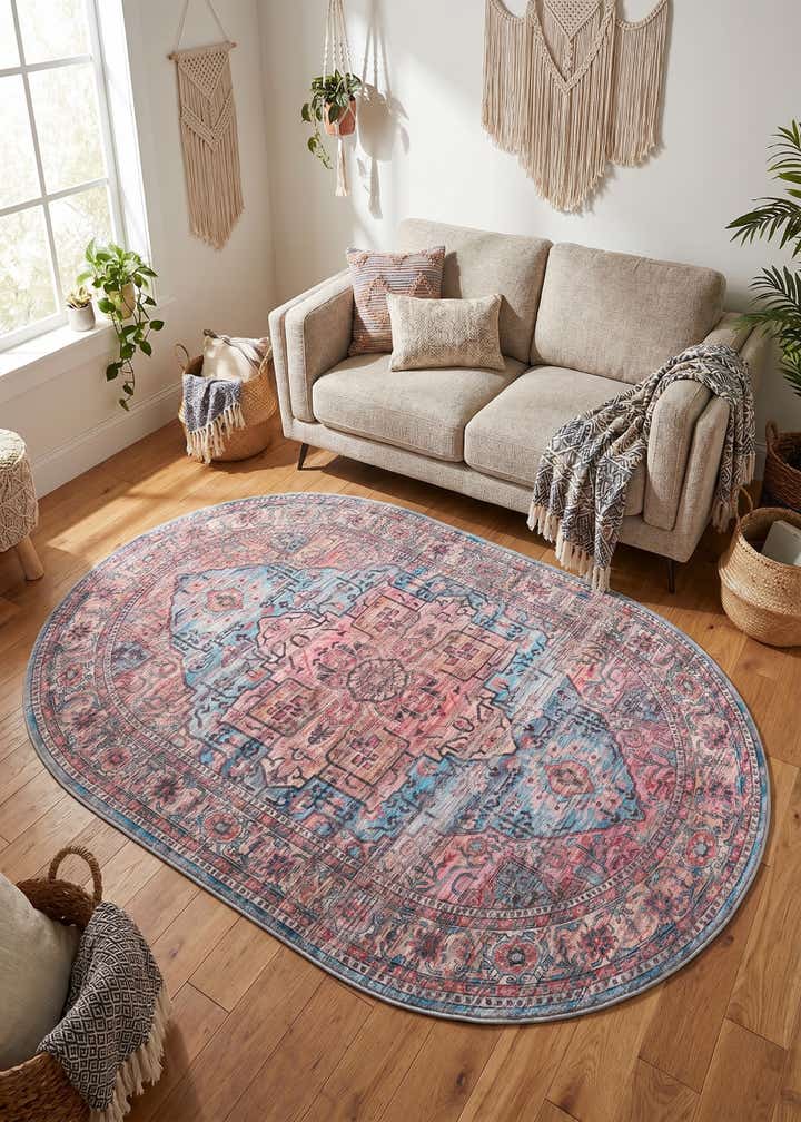 5' 3 x 8' Washable Maahru Oval Rug