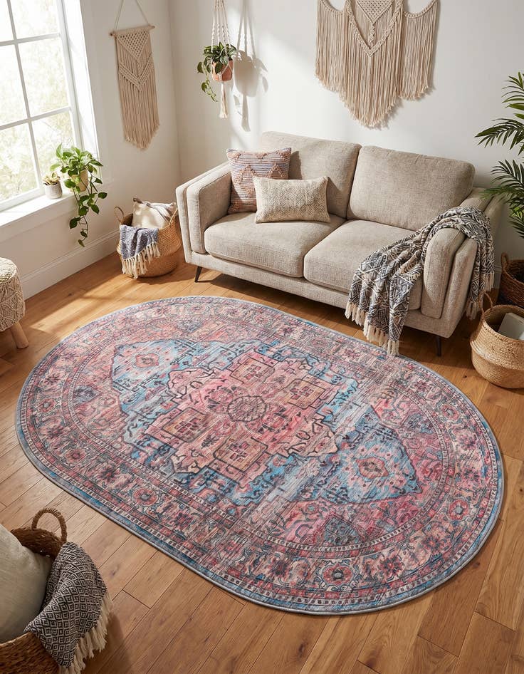 Detail image of 5' 3 x 8' Washable Maahru Oval Rug