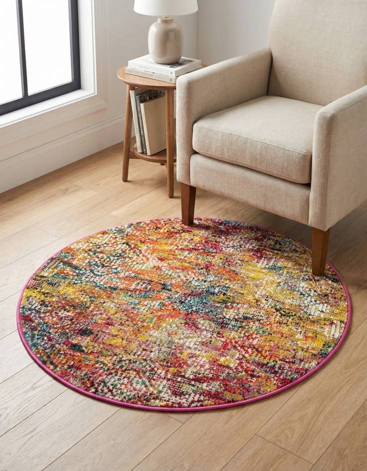 Detail image of 3' 3 x 3' 3 Washable Vivid Round Rug