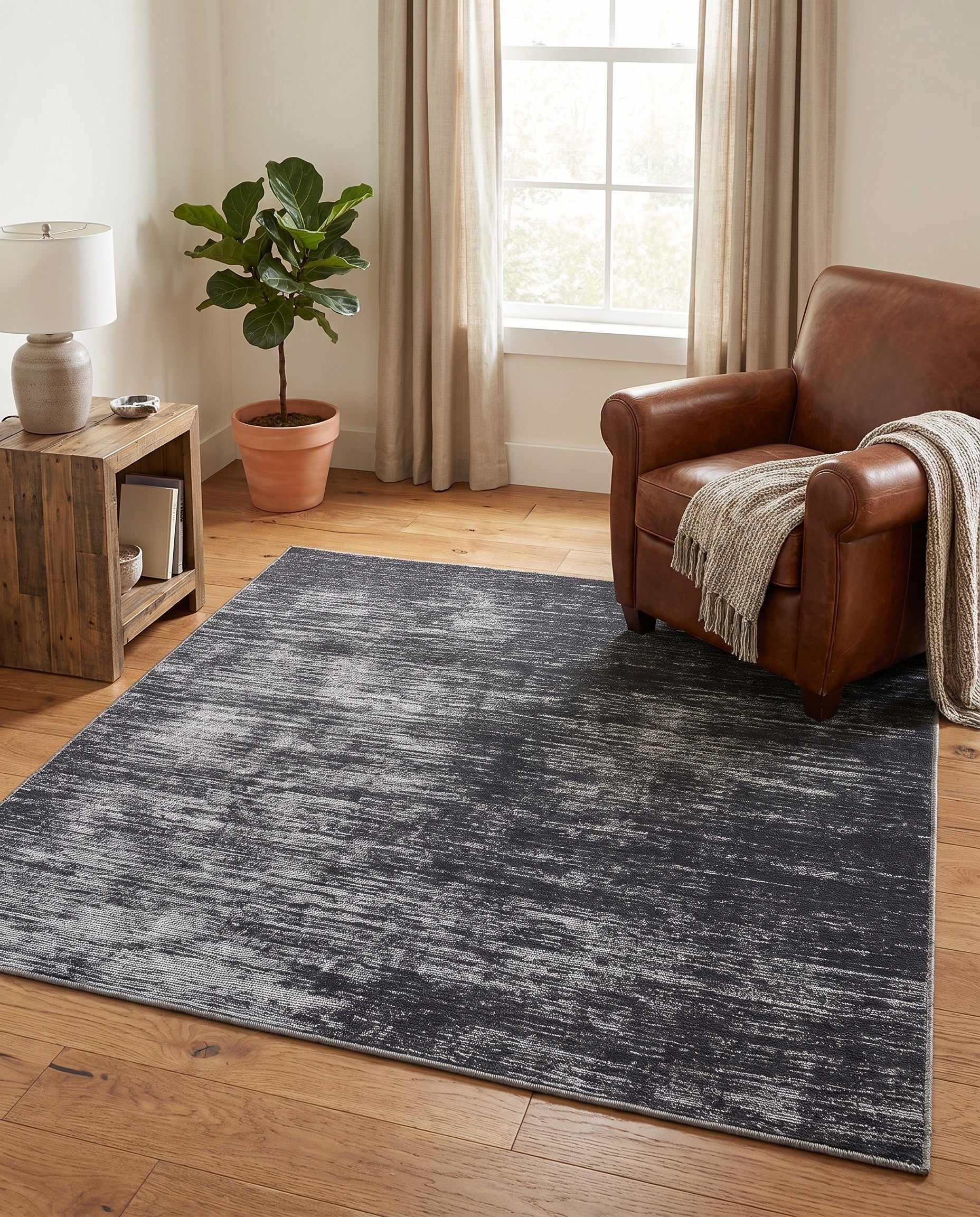 Black Asha Square Rug