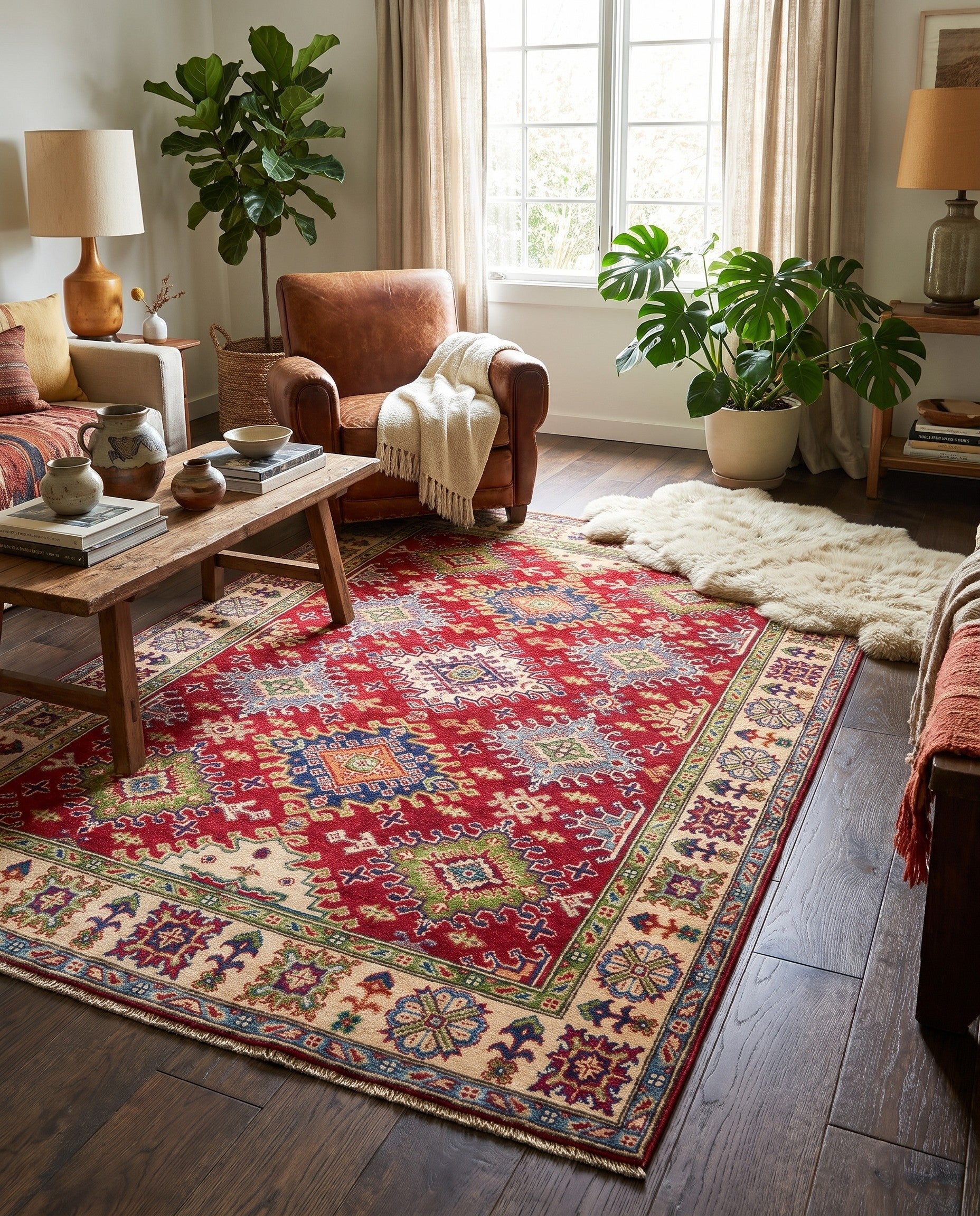4' 10 x 6' 5 Hand Knotted Kazak Rug