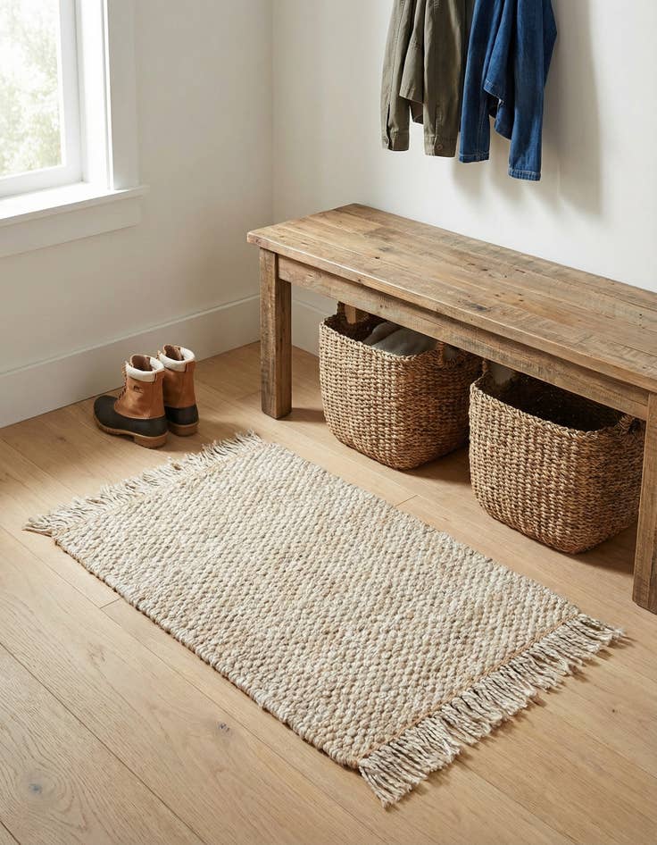 Detail image of 2' x 3' 1 Hand Woven Chunky Jute Rug