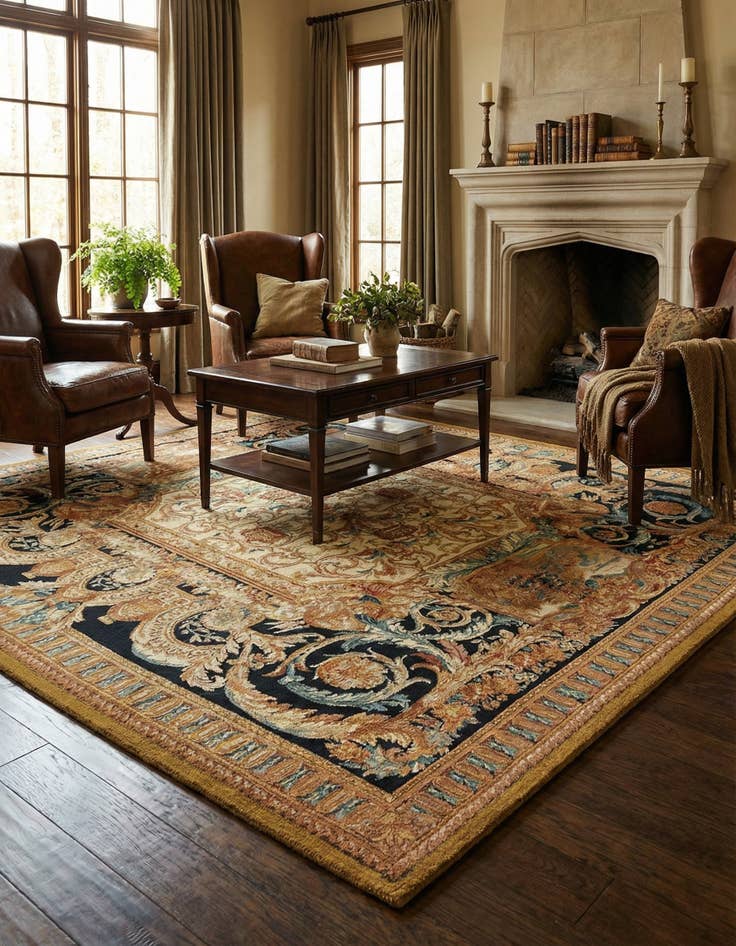 Detail image of 7' 10 x 7' 10 Easy-Clean Traditional Indoor / Outdoor Square Rug