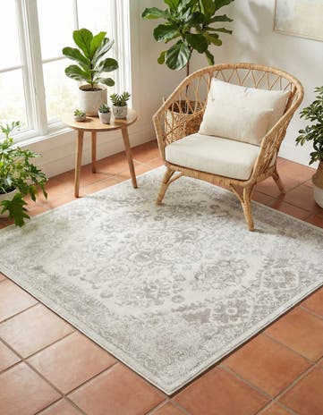 Cream Oxford Square Rug