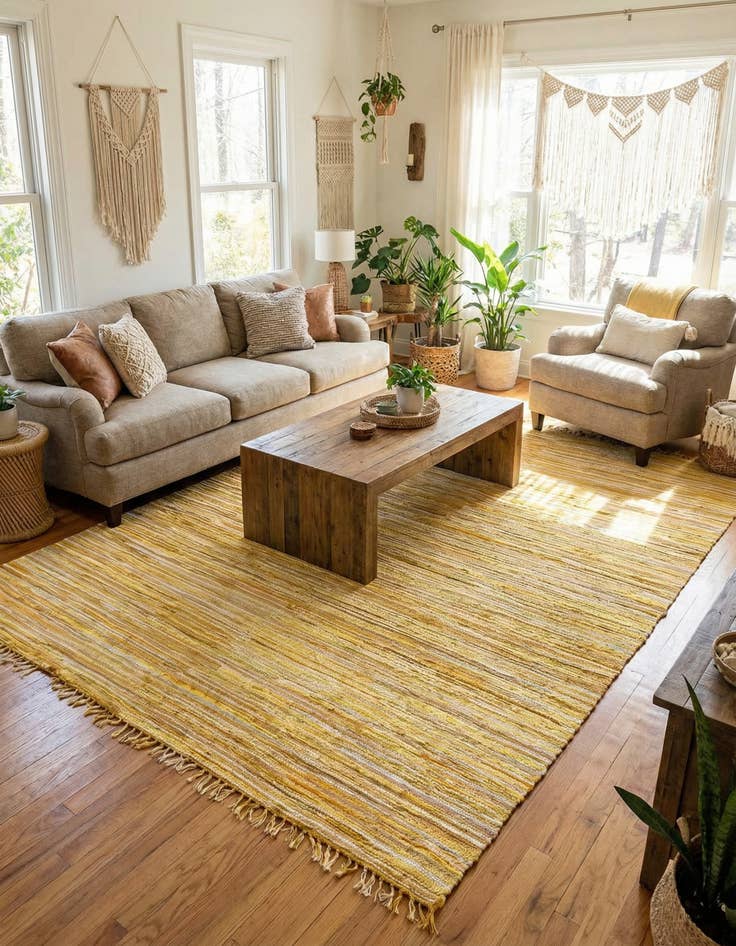 Detail image of 9' x 12'  Hand Woven Chindi Cotton Rug