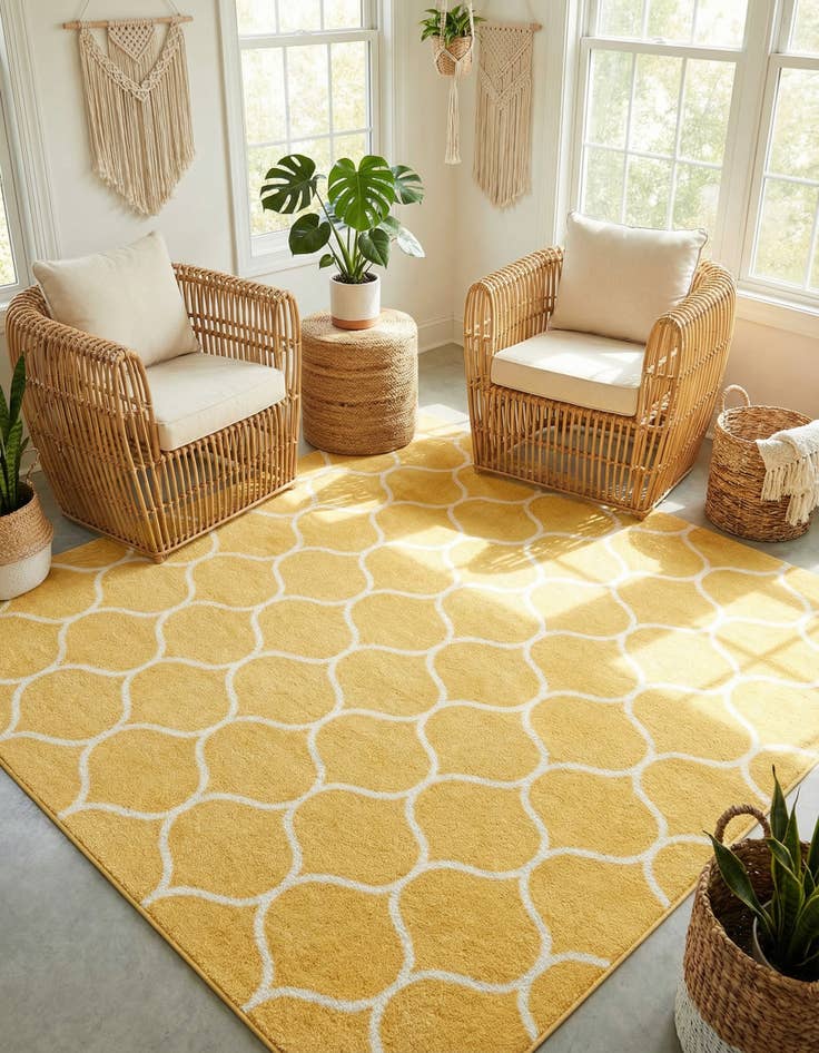 Detail image of 7' 10 x 7' 10 Lattice Frieze Square Rug