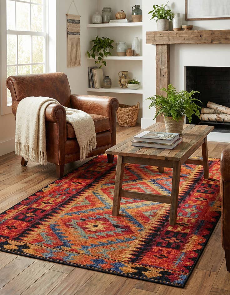 Detail image of 3' 3 x 5' 3 Washable Tribal Indoor / Outdoor Rug