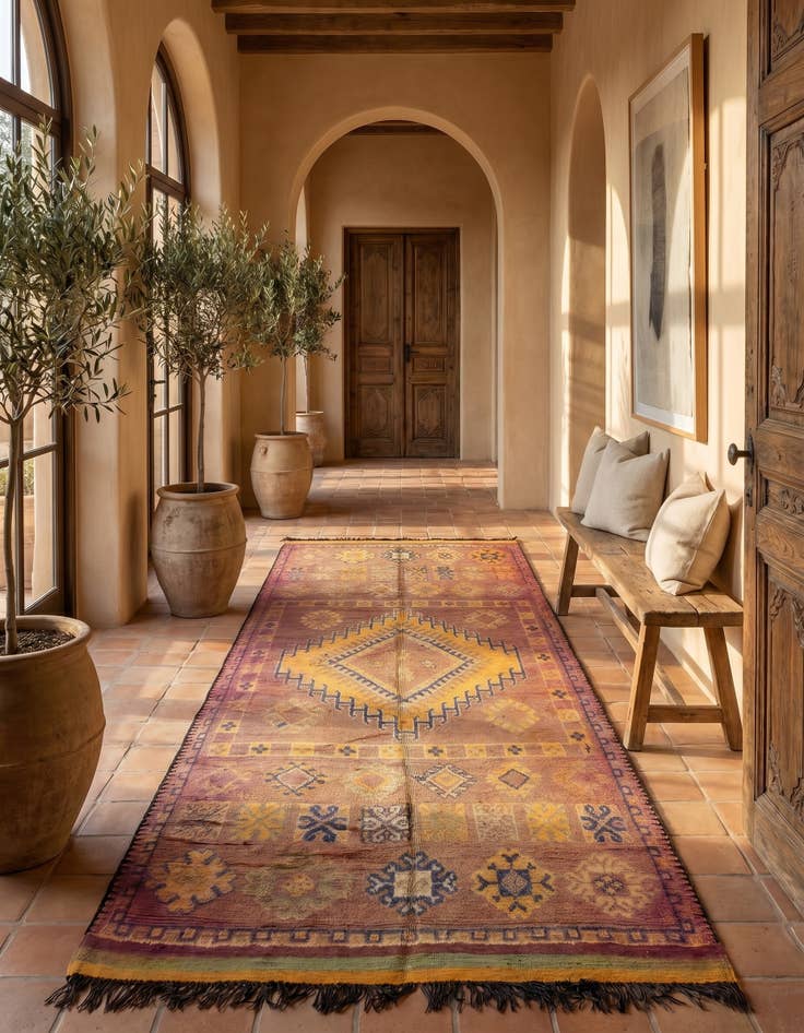 Detail image of 6' 10 x 14' 8 Hand Knotted Moroccan Wool Runner Rug
