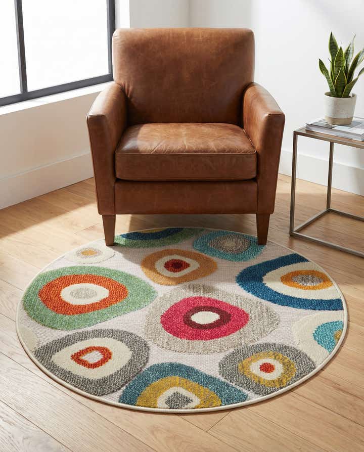 3' x 3' Easy-Clean Casablanca Indoor / Outdoor Round Rug