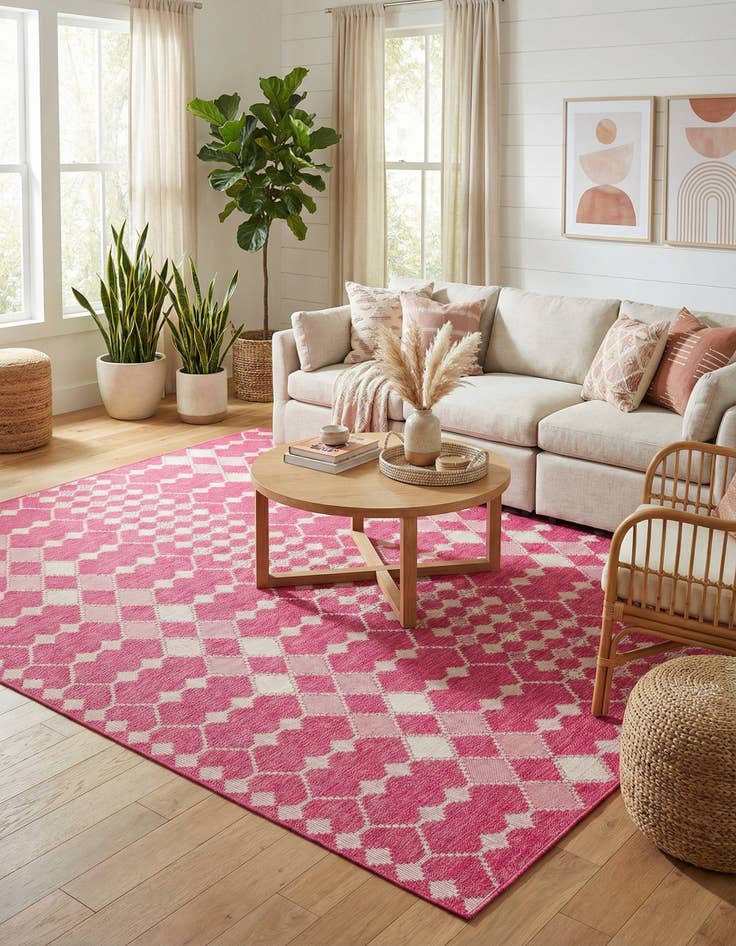 Detail image of 10' x 10'  Washable Trellis Indoor / Outdoor Square Rug