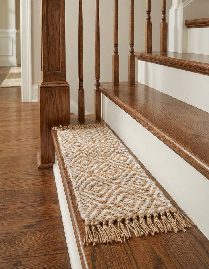 Detail image of 0' 9 x 2' 6  Hand Woven Braided Jute Stair Rug