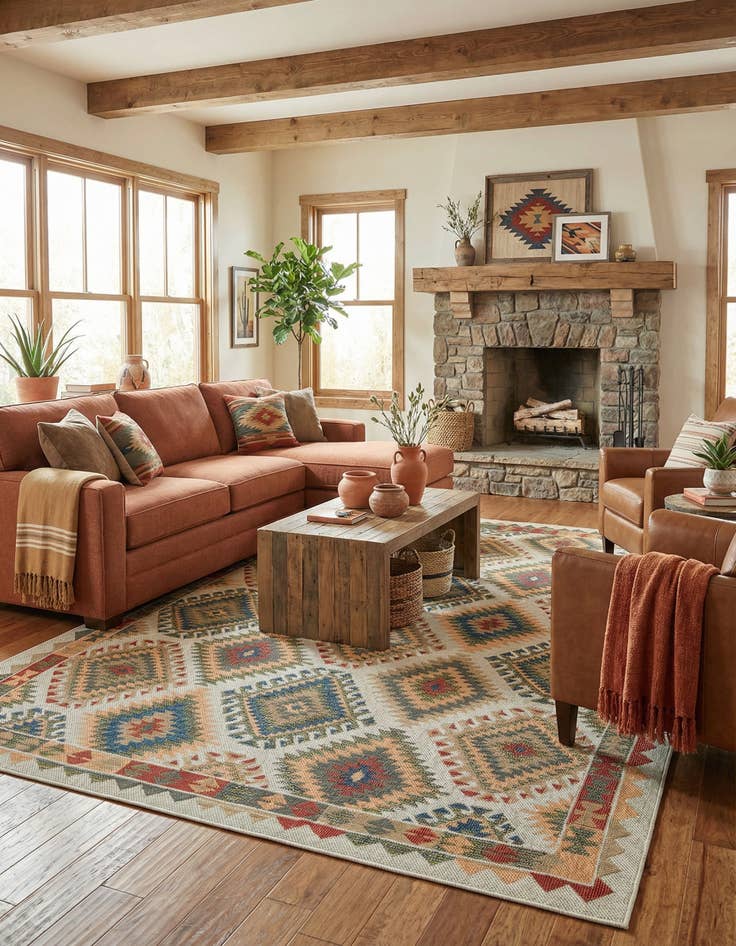 Detail image of 9' x 12'  Washable Baja Indoor / Outdoor Rug