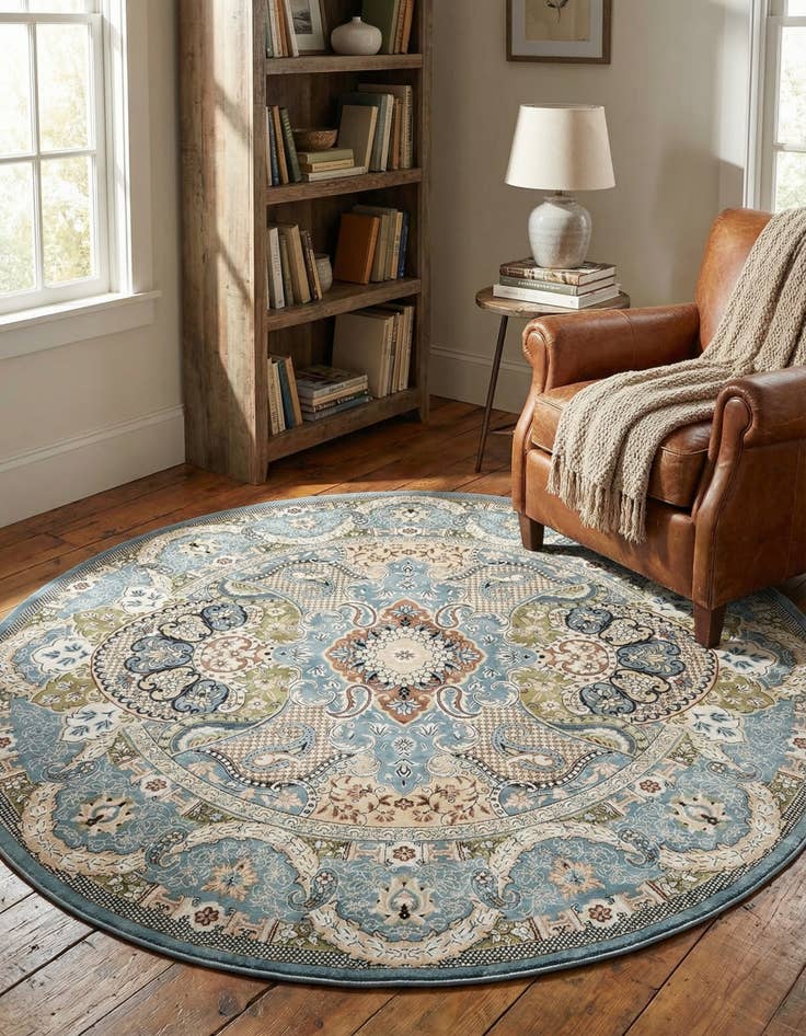 Detail image of 5' 3 x 5' 3 Nain Design Round Rug