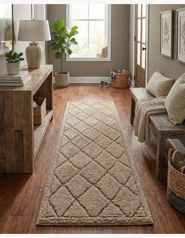 2' x 6' 9 Trellis Shag Runner Rug