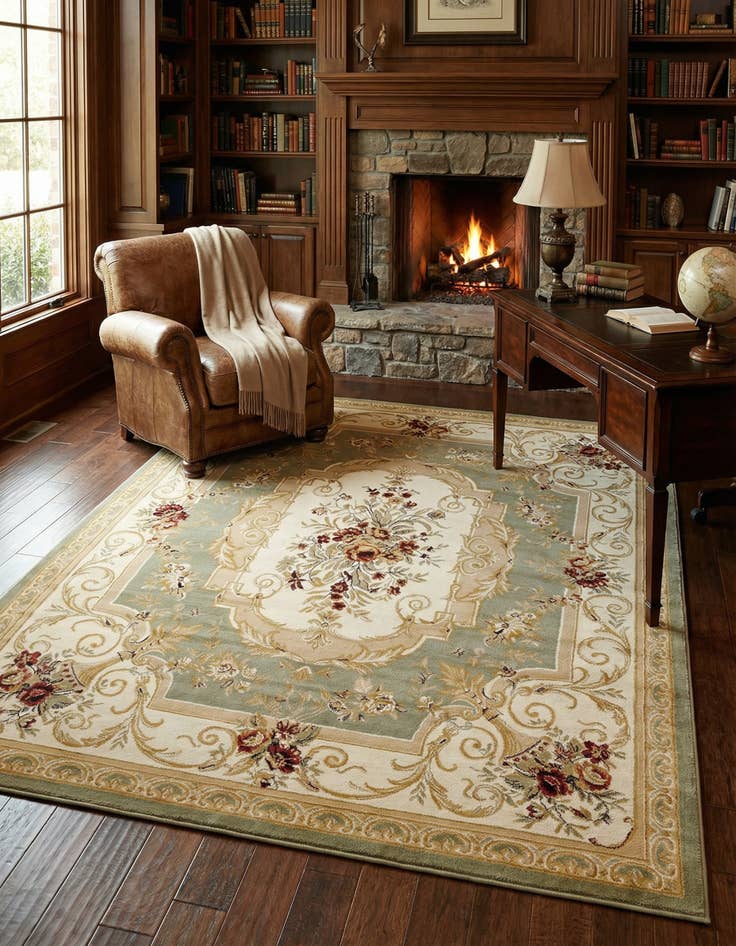 Detail image of 7' 10 x 10' Classic Aubusson Rug