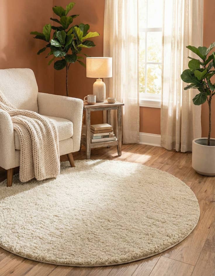 Detail image of 5' x 5' Soft Solid Shag Round Rug