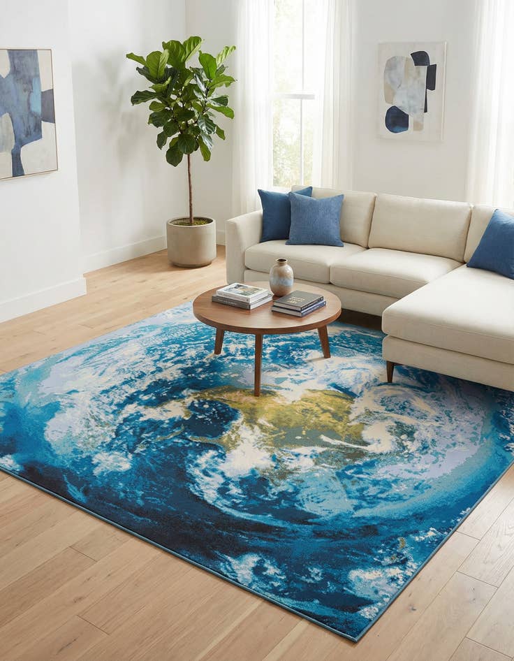 Detail image of 10' x 10'  Washable Modern Indoor / Outdoor Square Rug