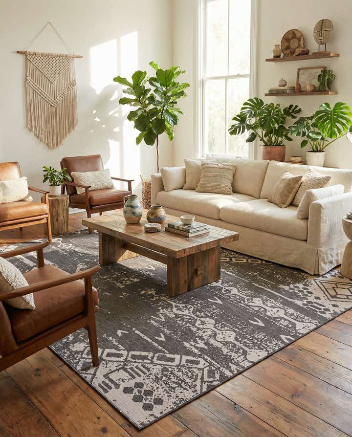 13' x 13' Easy-Clean Bohemian Indoor / Outdoor Square Rug