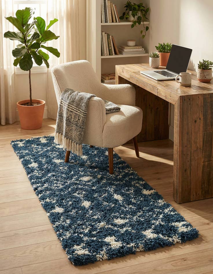 Detail image of 2' x 5' Moroccan Trellis Shag Runner Rug