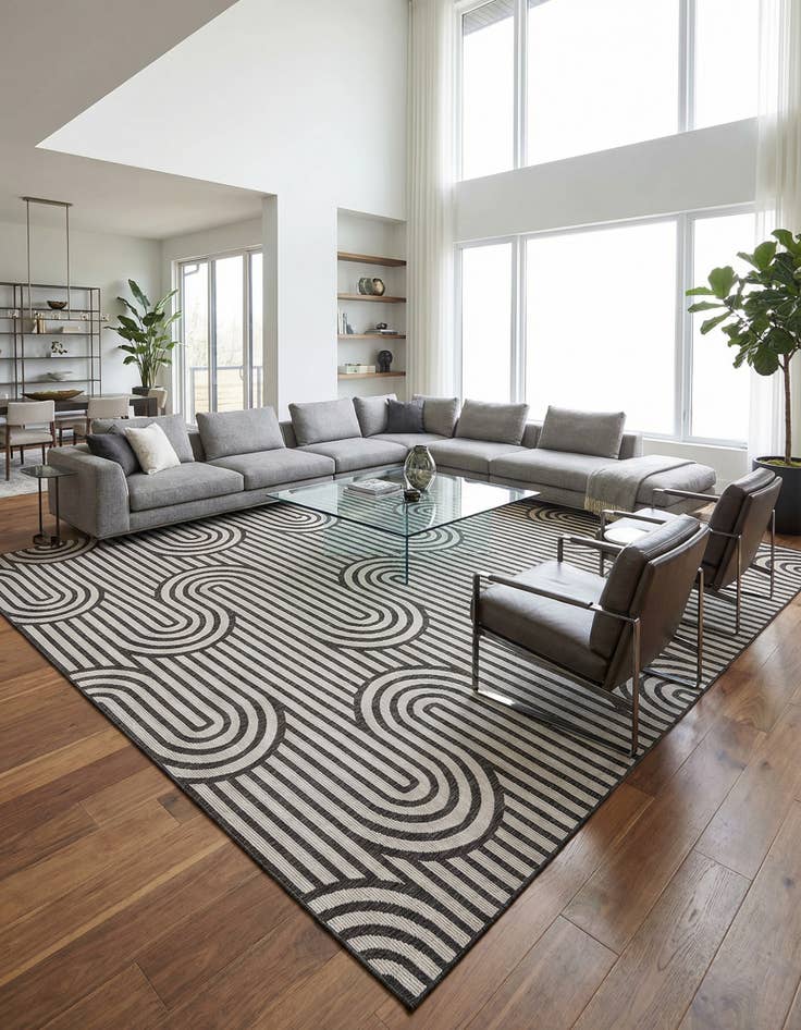 Detail image of 13' x 13'  Washable Modern Indoor / Outdoor Square Rug