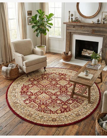 Red Aditi Round Rug