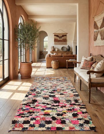 4' 5 x 9' Hand Knotted Moroccan Wool Runner Rug