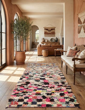4' 5 x 9' Hand Knotted Moroccan Wool Runner Rug