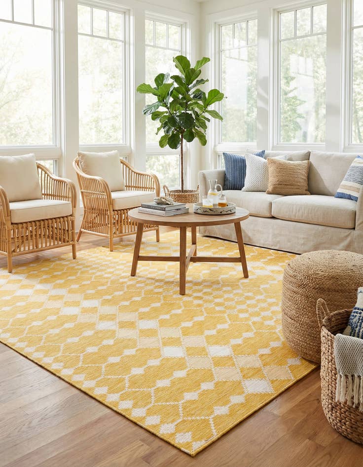 Detail image of 10' x 10' Washable Trellis Indoor / Outdoor Square Rug